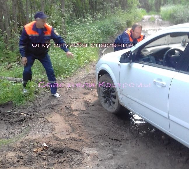 Два маленьких ребёнка увязли в лесной грязи