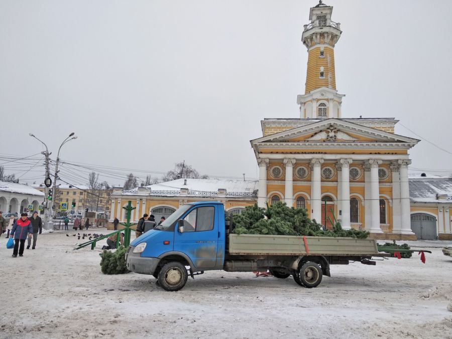 Главную городскую елку начали свинчивать в Костроме