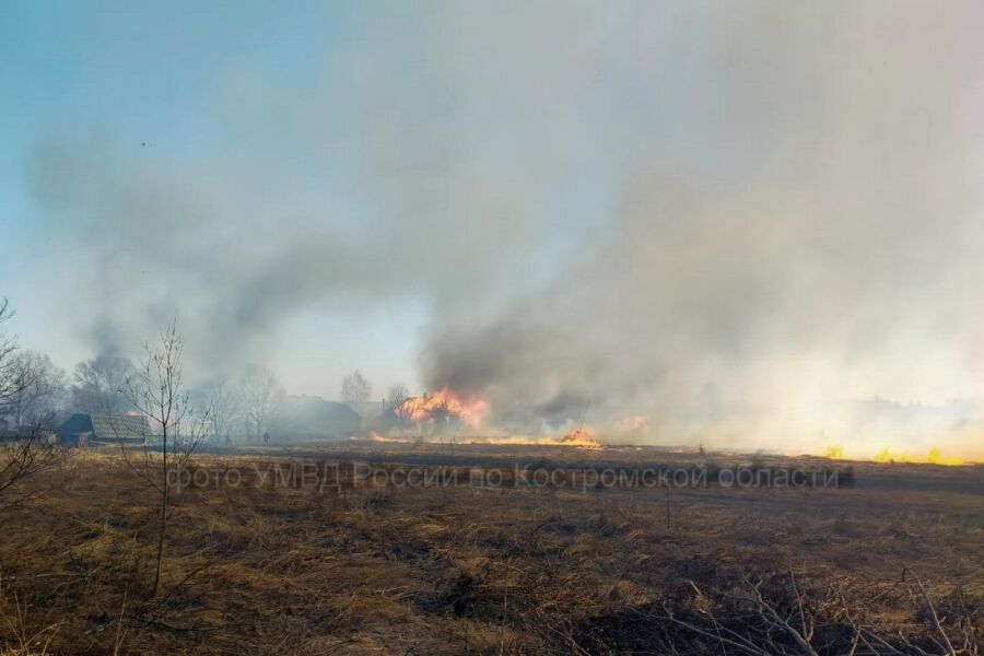 Несколько десятков костромичей спасали от пожара целую деревню