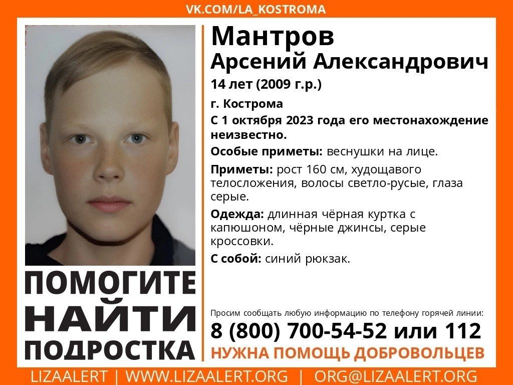 Пропавшего в Костроме ребенка не могут найти больше недели