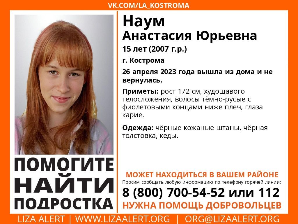 В Костроме ищут девочку с фиолетовыми волосами в кожаных штанах
