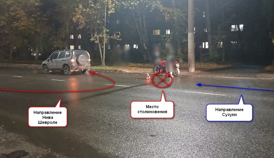 Мотоциклист получил травмы на дороге в Костроме, потому что его не заметили